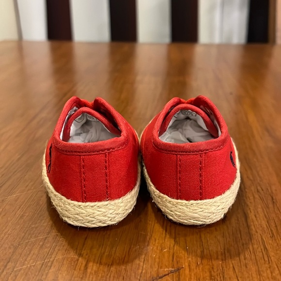 Polo Ralph Lauren red canvas Bowman Lace Crib shoes sneakers Infant Baby Size 2 - Picture 7 of 12